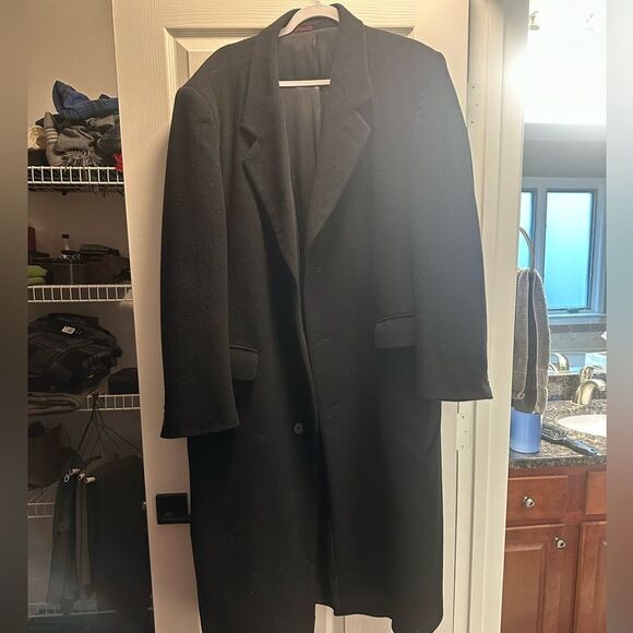 Men’s L44 Cashmere black long coat - Picture 1 of 9